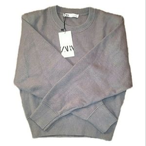 NWT ZARA Shoulder Pad Gray/Purple Winter Sweater
